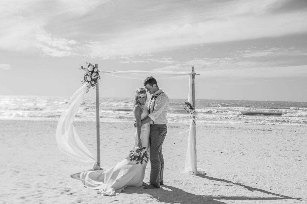 St. Pete Beach Elopement Bride & Groom Portraits in Black & White