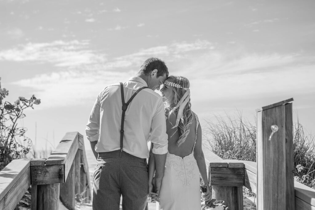 St. Pete Beach Elopement Bride & Groom Portraits in Black & White